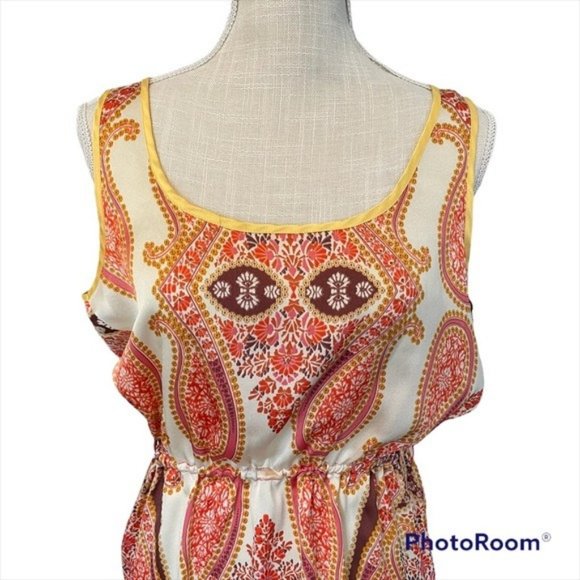 MNG By Mango Paisley Print Orange Dress Size 6 - Picture 2 of 8